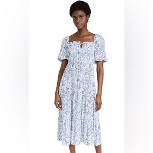 Yumi Kim Pale Blue Floral Puff-Sleeve Maxi Dress